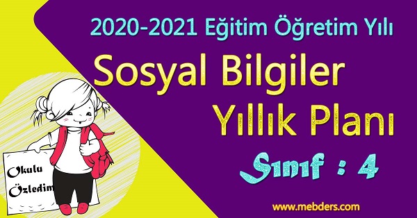 2020 - 2021 Yılı 4. Sınıf Sosyal Bilgiler Yıllık Planı (Tuna Yayınevi)