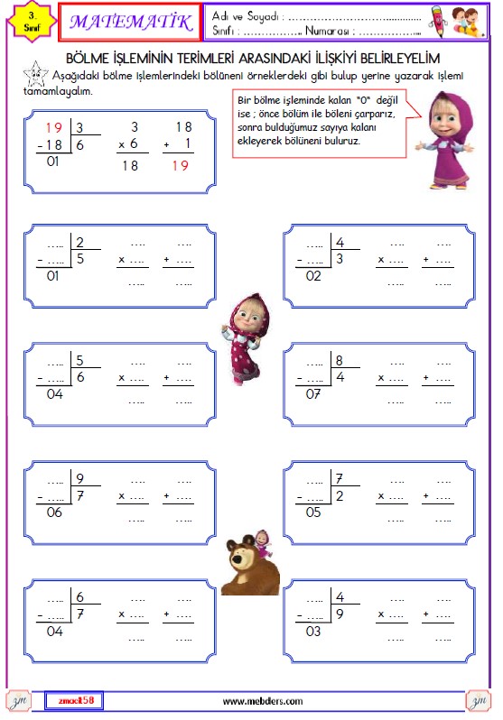 3. Sınıf Matematik Bölüneni Bulma Etkinliği 2