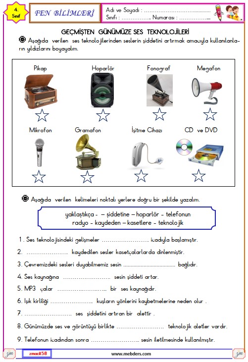 4. Sınıf Fen Bilimleri Ses Teknolojileri Etkinliği 6