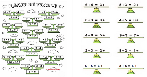 1. Sınıf Matematik Eşitlik Kavramı 5 (5 Sayfa)