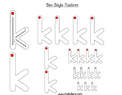 Küçük k harfi ben böyle yazılırım etkinliği
