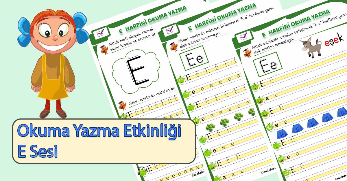 1. Sınıf İlkokuma E Sesi Okuma Yazma Etkinliği