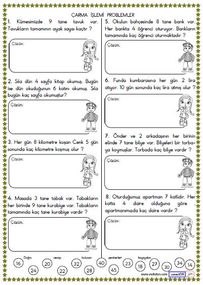 2. Sınıf Matematik Çarpma İşlemi İle İlgili Problemler Etkinliği 4