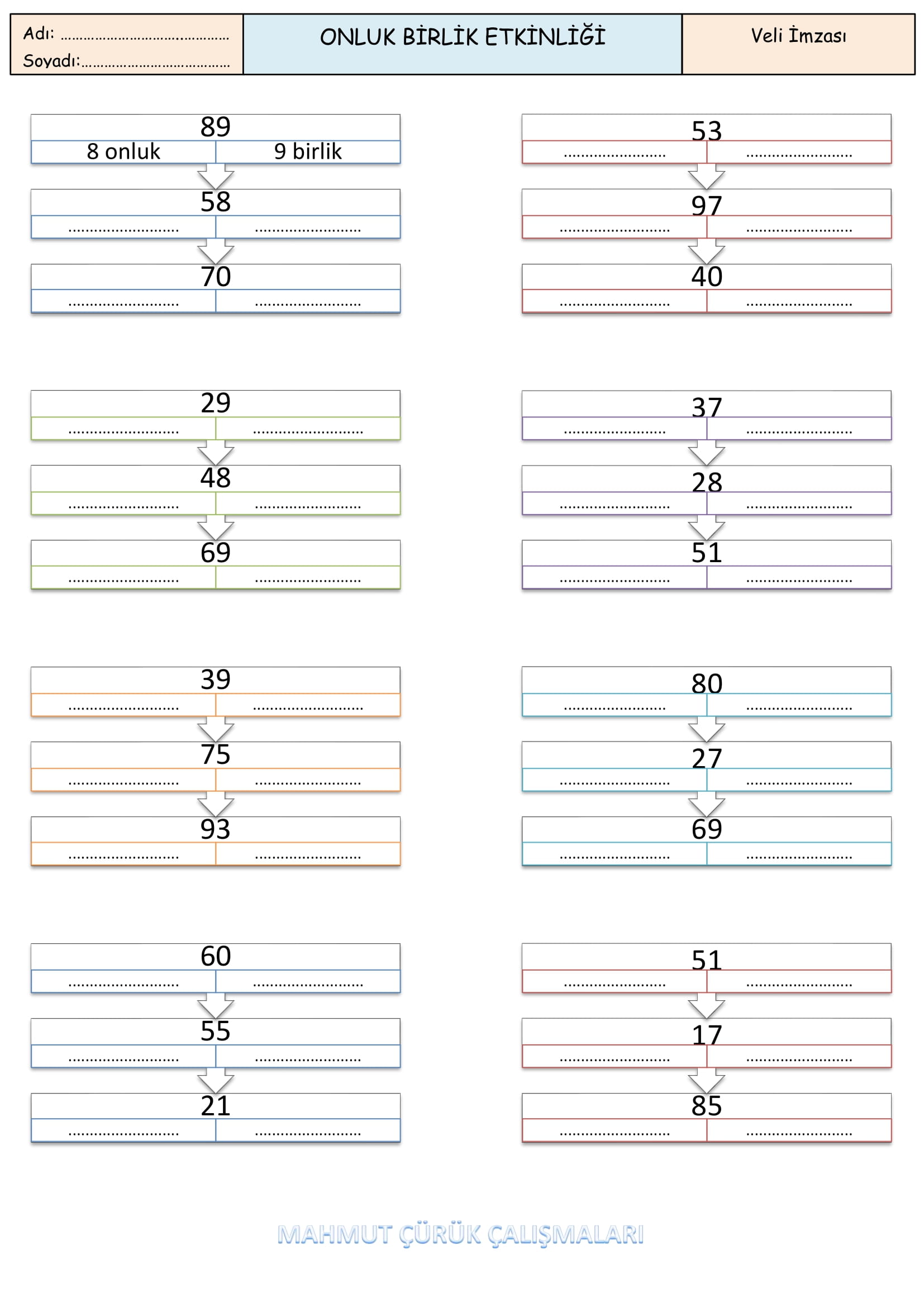 2. Sınıf - Matematik - Onluk Birlik Etkinliği-3