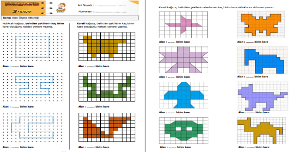 3. Sınıf Matematik Alan Ölçme Etkinliği 4