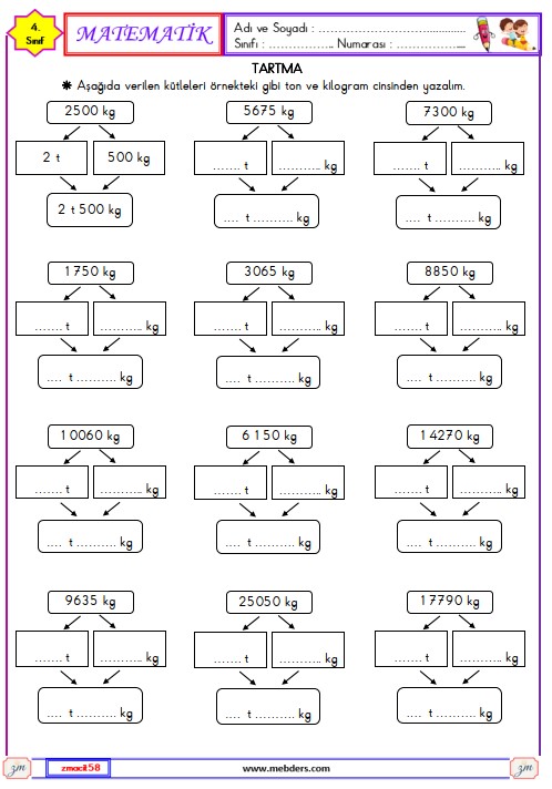 4. Sınıf Matematik Tartma Etkinliği 18