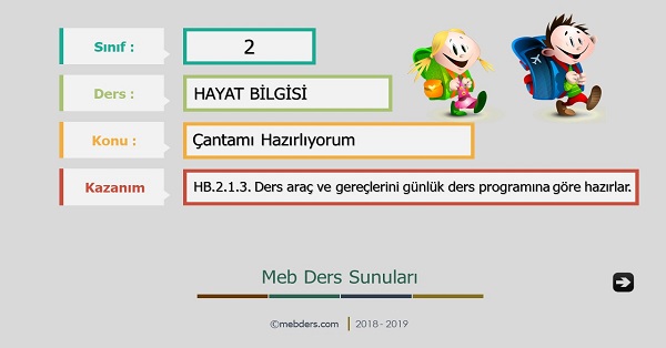 2. Sınıf Hayat Bilgisi Çantamı Hazırlıyorum Sunusu