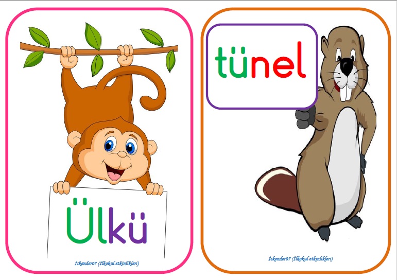 1. Sınıf Ü-ü Sesi Hece Kelime Pano Çalışması Sunusu (40 kelime- 20 sayfa)