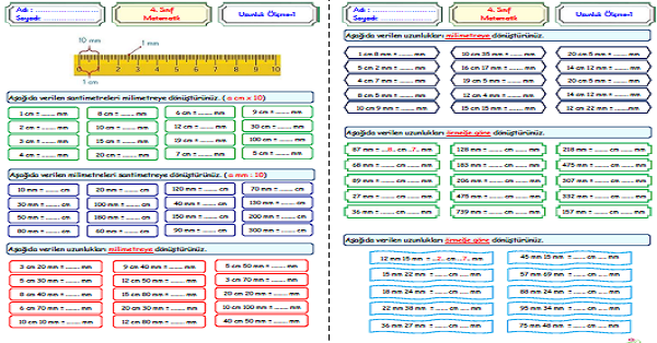 4. Sınıf Matematik Uzunlukları Ölçme (Uzunluk Ölçme Birimleri Arasındaki İlişkiler mm-cm)-1