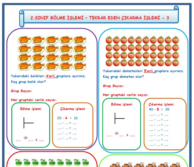 2. Sınıf Matematik Bölme İşlemi Tekrar Eden Çıkarma İşlemi 3
