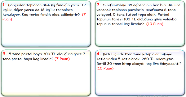 4. Sınıf Matematik Bölme İşlemi Problemleri-3