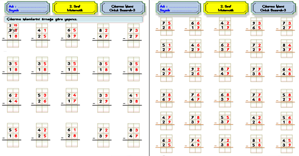 2. Sınıf Matematik Çıkarma İşlemi-Onluk Bozarak Çıkarma İşlemi Etkinliği-3