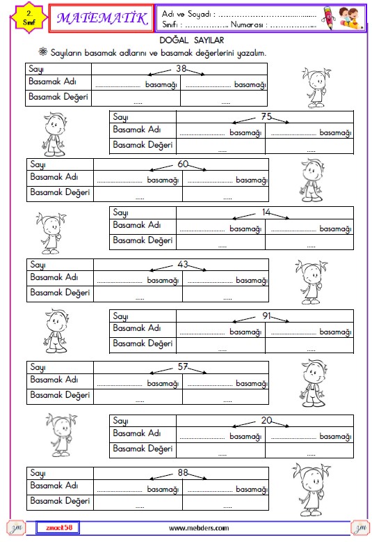 2. Sınıf Matematik Basamak Adı ve Basamak Değeri Etkinliği 1