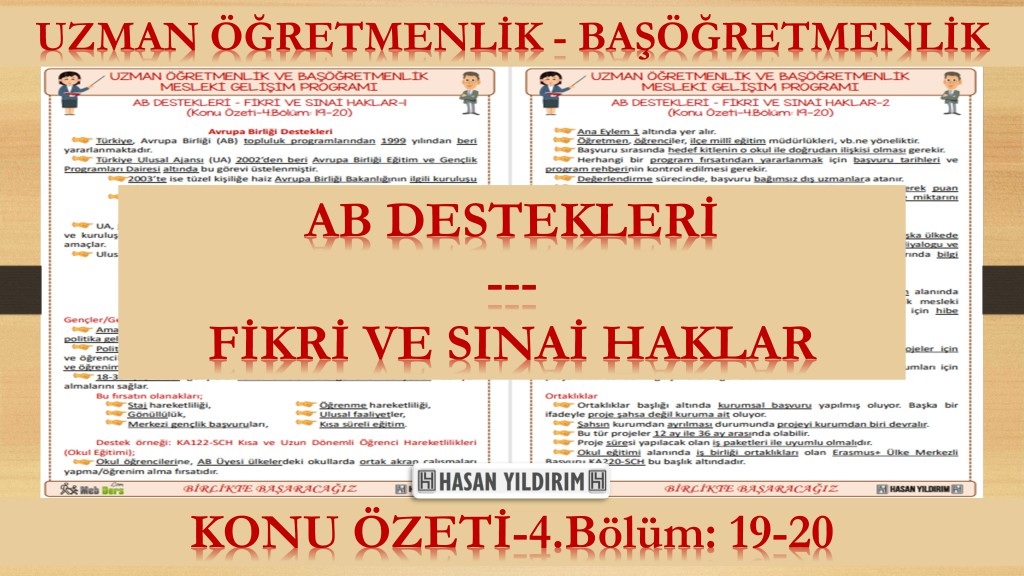 AB Destekleri - Fikri ve Sınai Haklar (Konu Özeti-4.Bölüm: 19-20)