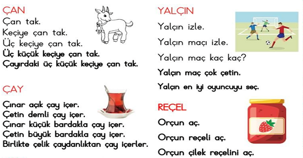 1. Sınıf İlk Okuma Yazma (Ç-ç Sesi) Okuma Metinleri