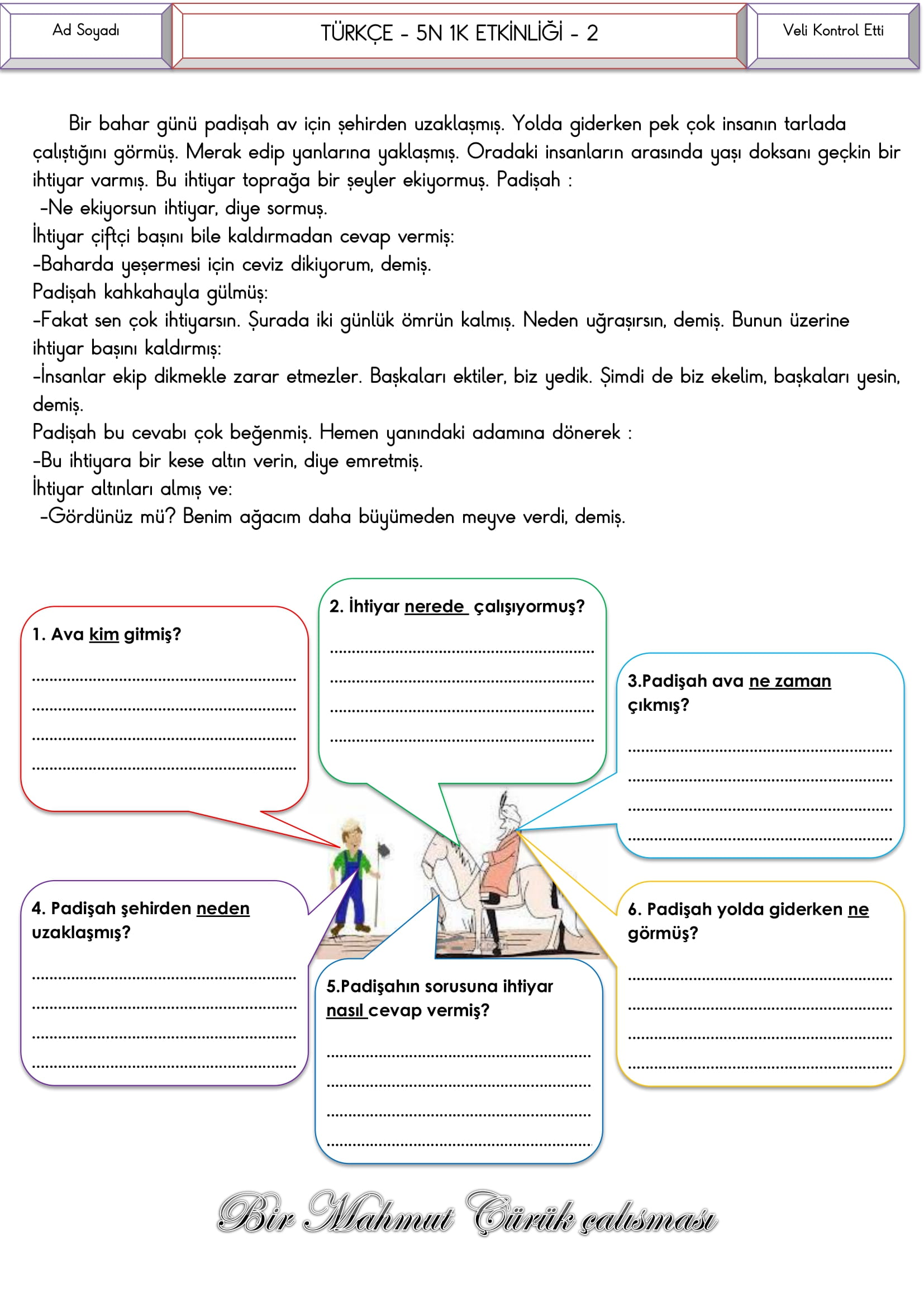 4. Sınıf Türkçe - 5N1K Etkinliği-2