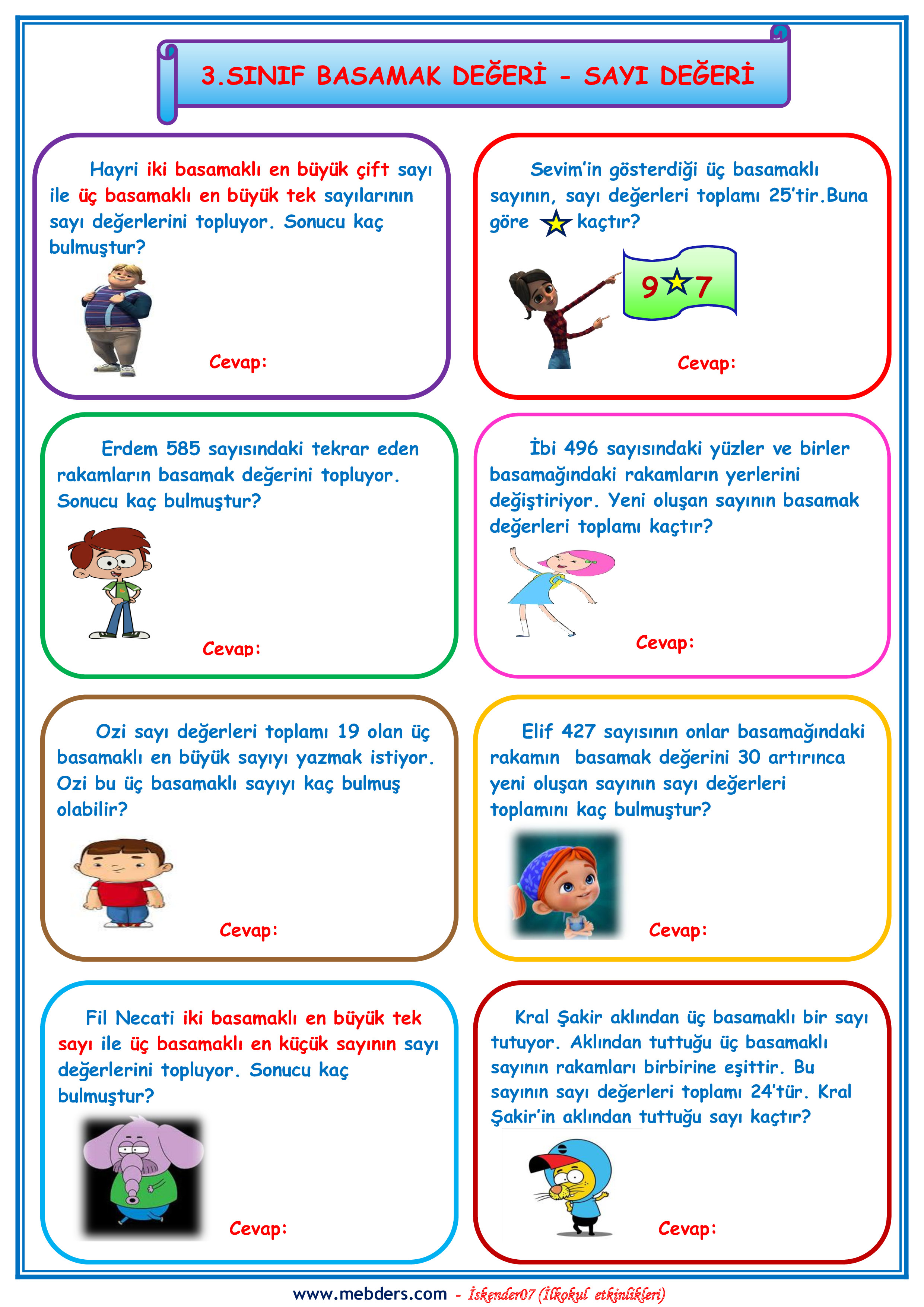 3. Sınıf Matematik Basamak Değeri - Sayı Değeri Çalışması