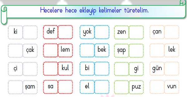 1. Sınıf Türkçe Hece Etkinliği-4