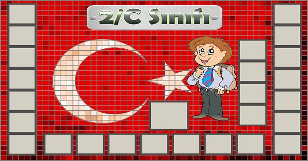 Model 54, 2C şubesi için Türk bayraklı fotoğraf eklemeli kapı süslemesi - 25 öğrencilik