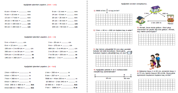 4. Sınıf Matematik Uzunlukları Ölçme 1 (Uzunluk Ölçme Birimleri Arasındaki İlişkiler)