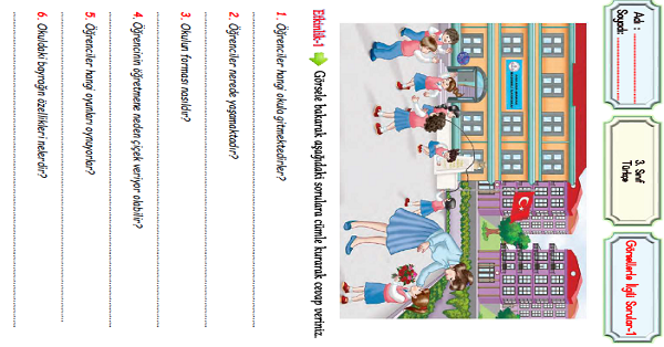 3. Sınıf Türkçe Görsellerle İlgili Sorular Etkinliği