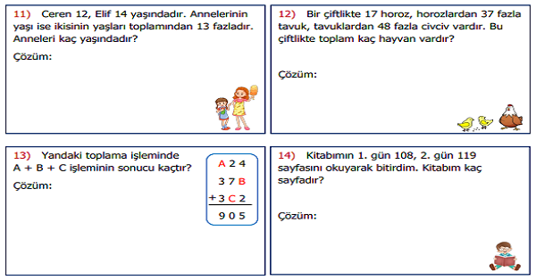 3. Sınıf Matematik Toplama İşlemi ile İlgili Problemler Etkinliği 3