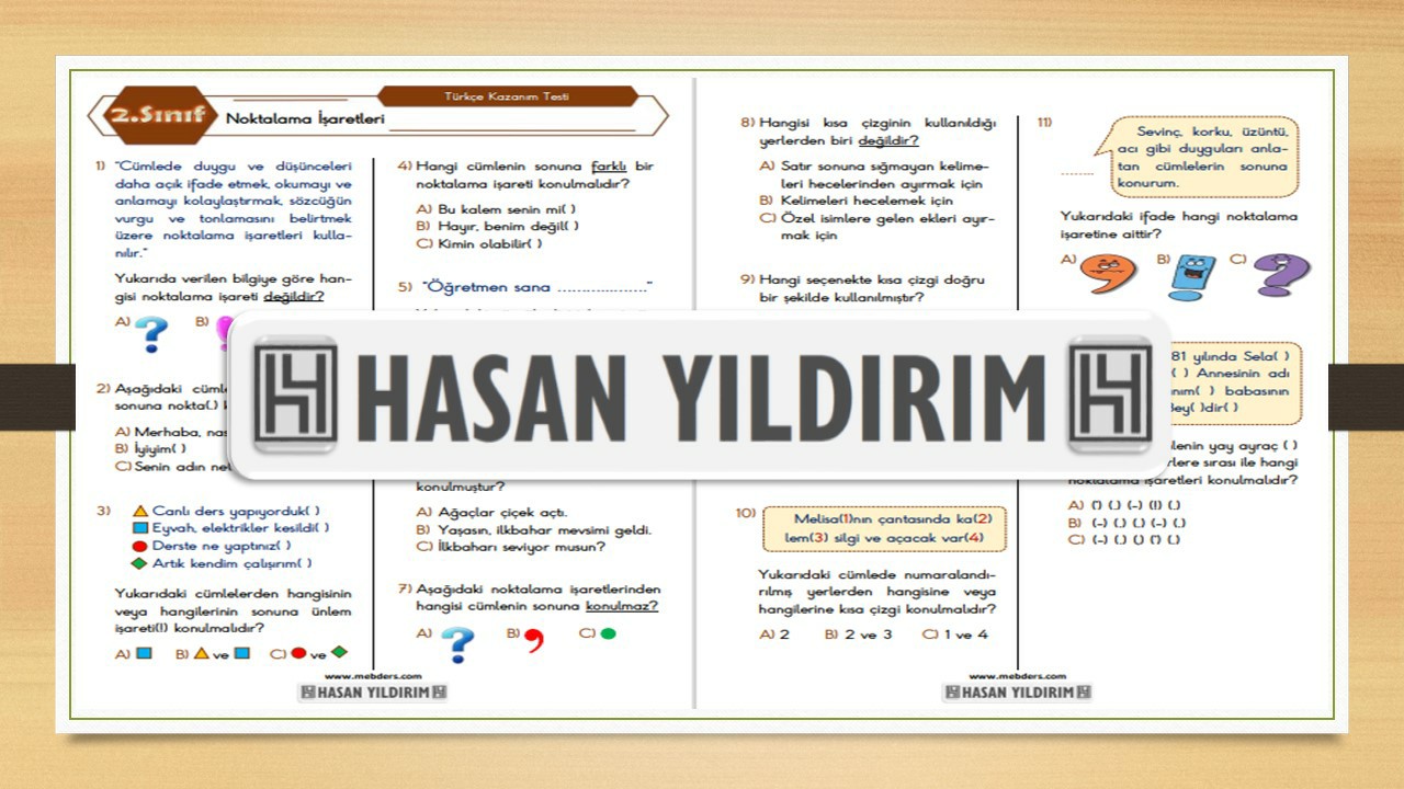 2. Sınıf Türkçe Noktalama İşaretleri Testi