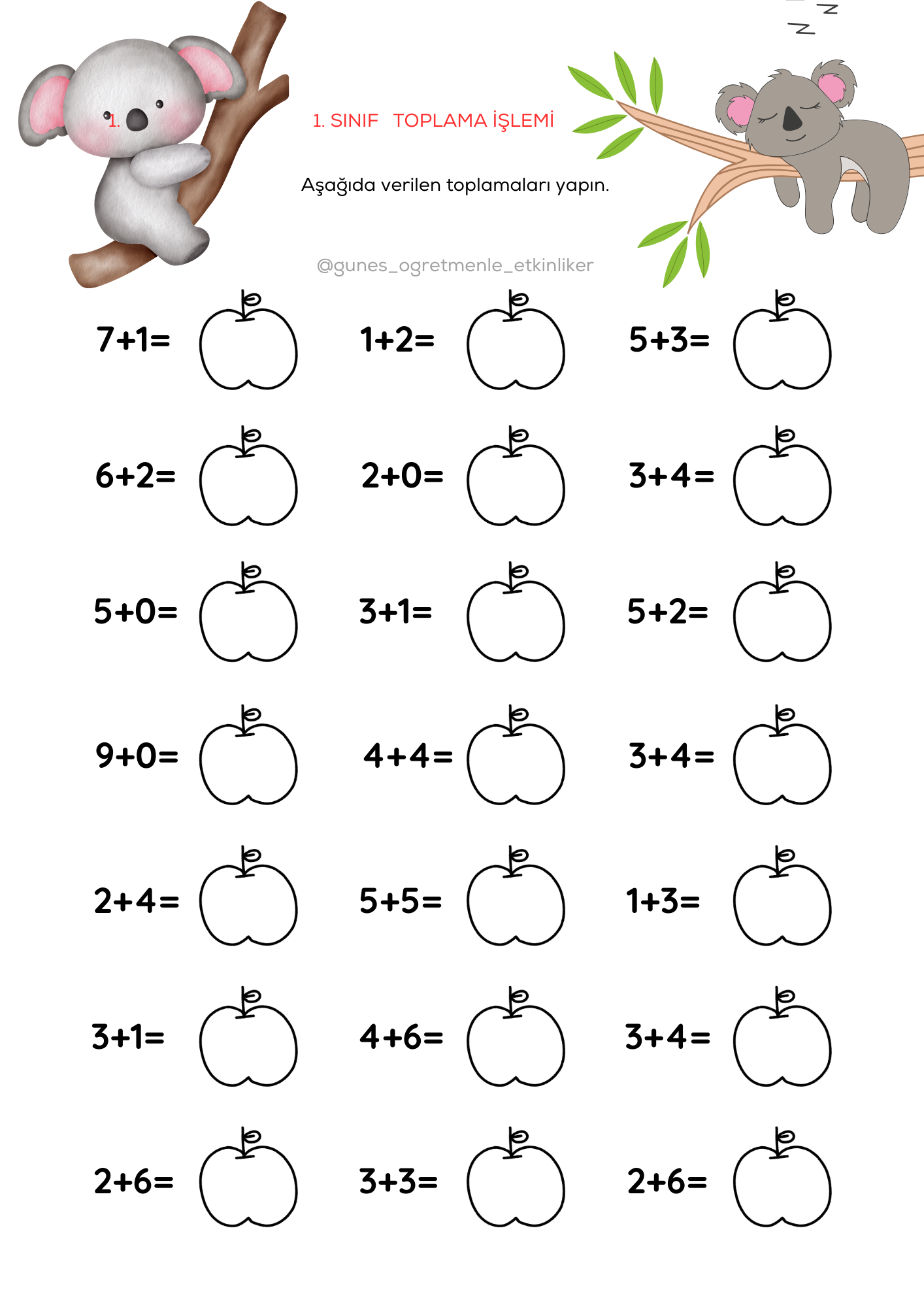 1. Sınıf Matematik Toplama İşlemi