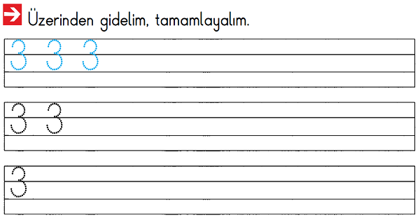 1. Sınıf Matematik (3 Rakamı) Üç Rakamı Etkinliği