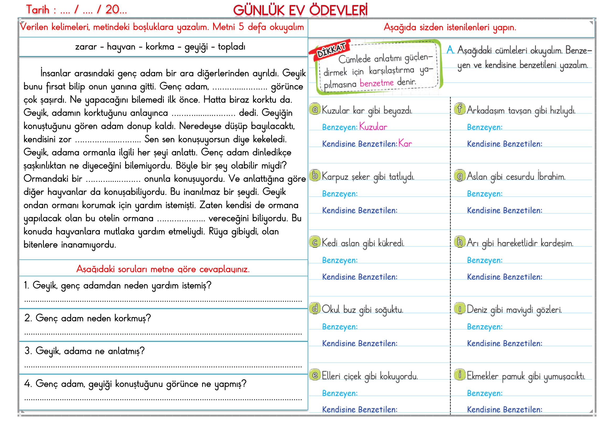 2. Sınıf - 27 Şubat 2026 Günlük Ev Ödevleri
