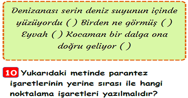 3. Sınıf Türkçe Noktalama İşaretleri Yaprak Test-3