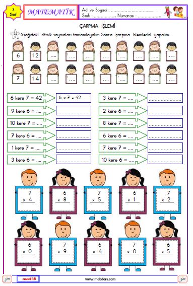 3. Sınıf Matematik Çarpma İşlemi Etkinliği 8