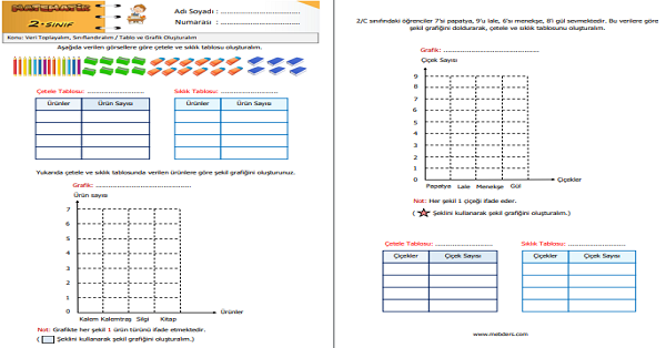2. Sınıf Matematik Tablo ve Grafik Oluşturalım (Veri Toplama) Etkinliği 2