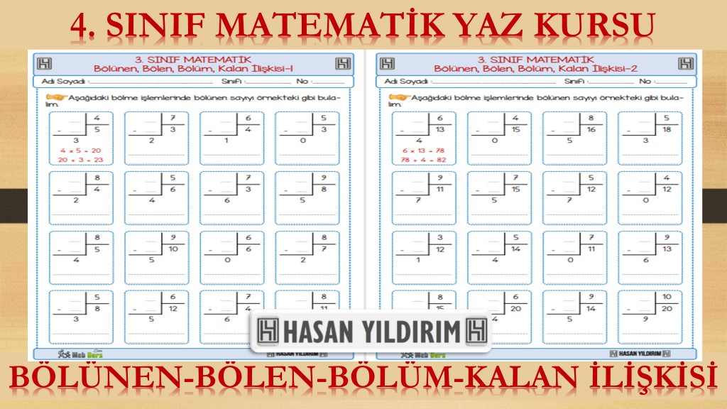 4. Sınıf Matematik Yaz Kursu - Bölünen, Bölen, Bölüm, Kalan İlişkisi (3. Sınıf Tekrarı)