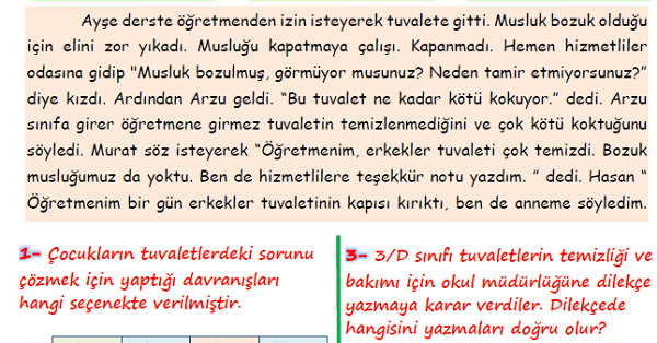 3. Sınıf Hayat Bilgisi Okulumuzda Kendimizi Demokratik Yollarla İfade Edelimi Nesil Sorular