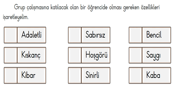 2. Sınıf Hayat Bilgisi Grup Çalışma Kurallarına Uyarım Etkinliği