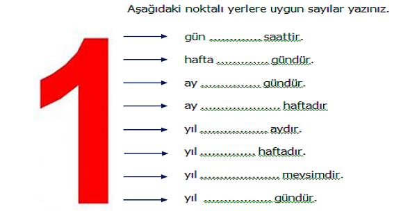 4. Sınıf Matematik Yıl, Ay, Hafta ve Ay, Hafta, Gün Arasındaki Dönüştürmeler Etkinliği 2