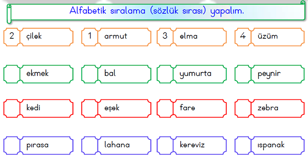 1. Sınıf Türkçe Alfabetik Sıralama-4