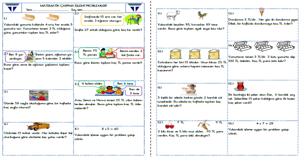 3. Sınıf - Matematik Çarpma İşlemi Problemleri-20