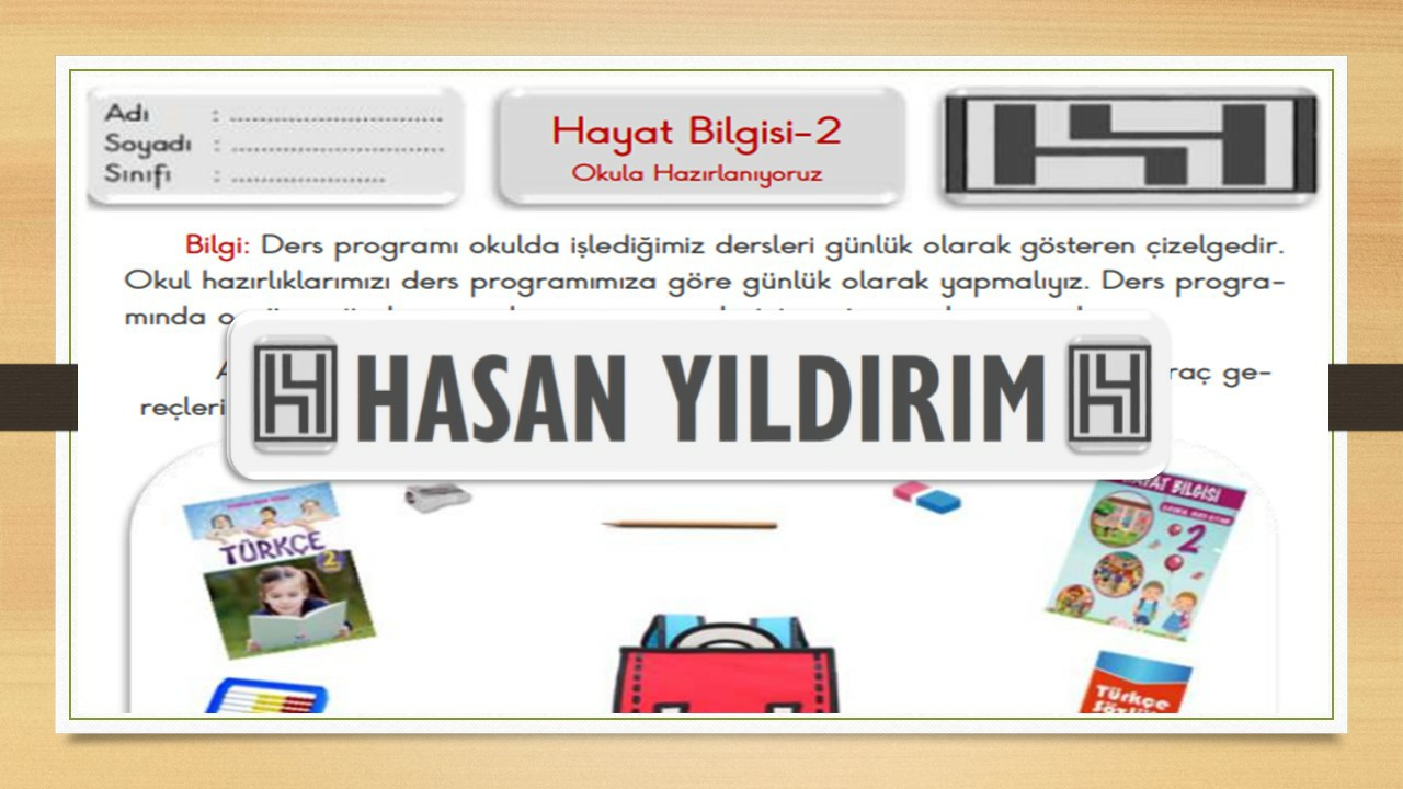 2. Sınıf Hayat Bilgisi Okula Hazırlanıyoruz Çalışma Sayfası