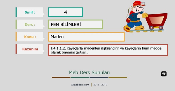 4. Sınıf Fen Bilimleri - Maden Sunusu