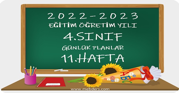2022-2023 Eğitim Öğretim Yılı 4. Sınıf Günlük Planları 11.Hafta (28 Kasım-2 Aralık Tüm Yayınlar)