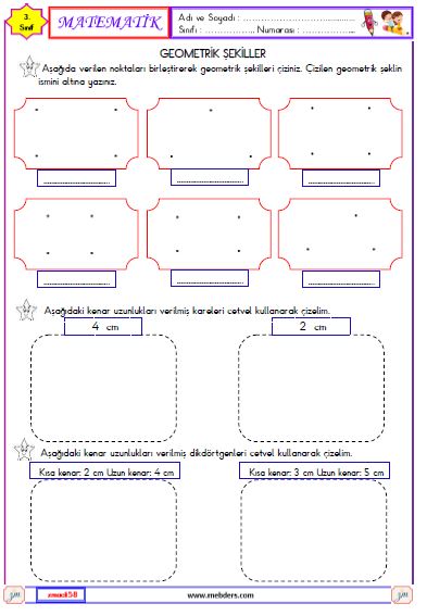 3. Sınıf Matematik Geometrik Şekiller Etkinliği 3