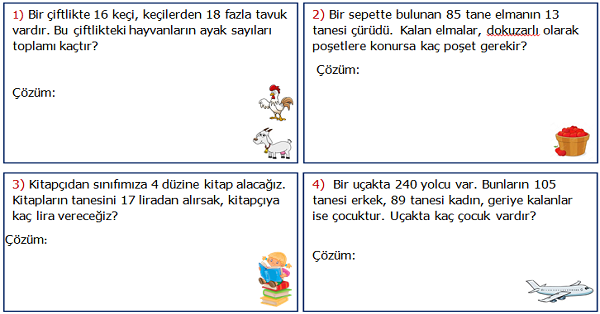 3. Sınıf Matematik Karışık Problemler Etkinliği 2