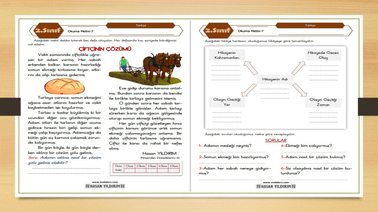 2. Sınıf Türkçe Okuma Metni-7 (Çiftçinin Çözümü)