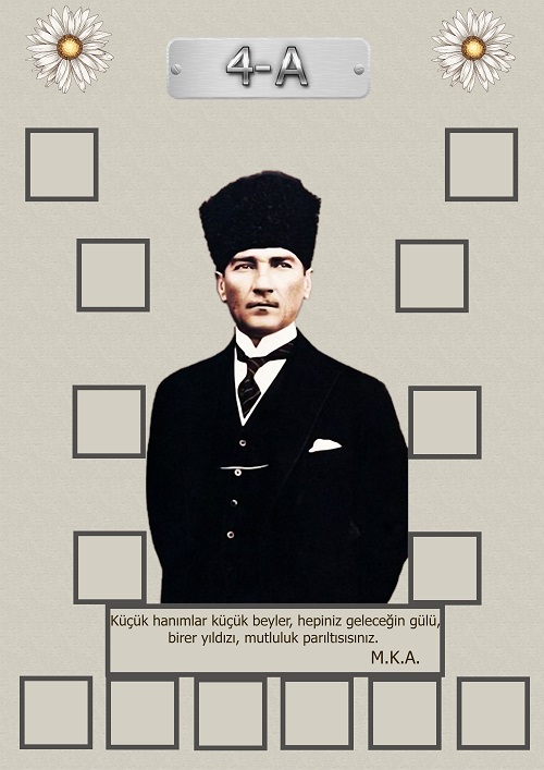 Model 15, 4A şubesi için Atatürk temalı, fotoğraf eklemeli kapı süslemesi - 14 öğrencilik