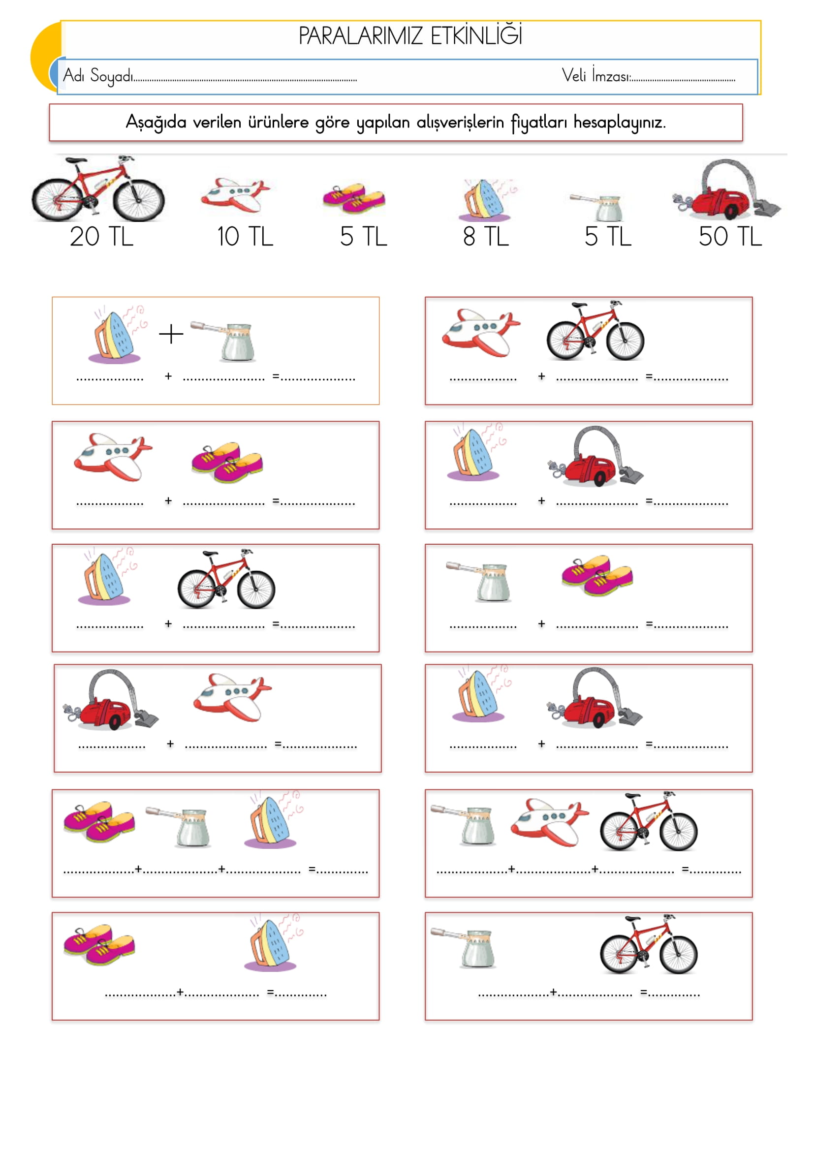 1. Sınıf Matematik Paralarımız Etkinliği-4