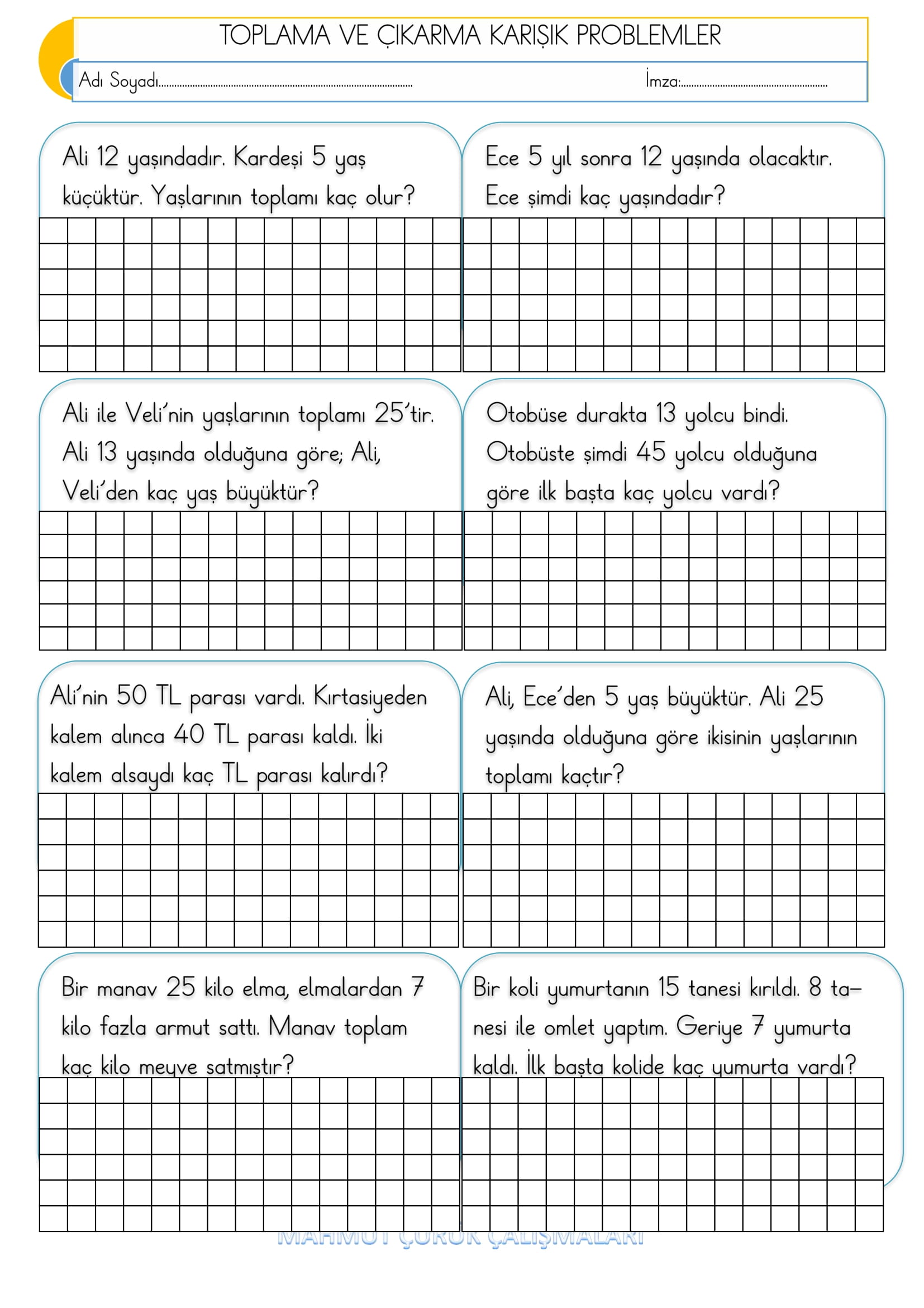 2. Sınıf - Matematik - Toplama ve Çıkarma Karışık Problemler-5