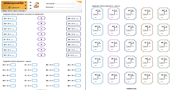 2. Sınıf Matematik Bölme İşlemi Etkinliği 7