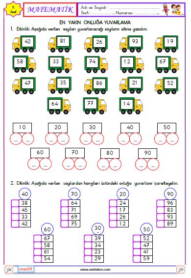 2. Sınıf Matematik En Yakın Onluğa Yuvarlama Etkinliği 1